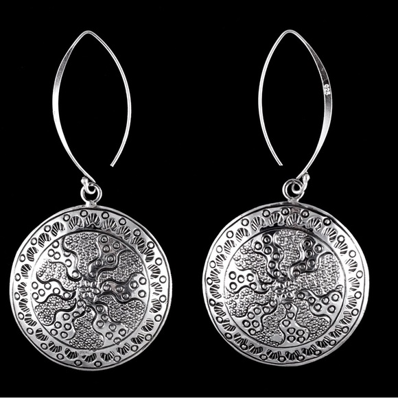 Jewelry - Handmade 925 Sterling Silver Circle Dangle Earrings (Brand New )